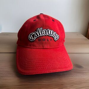 Callaway Golf Hat Cap Strap Back Adult One Size Red Golfer 100% Cotton‎ Twill